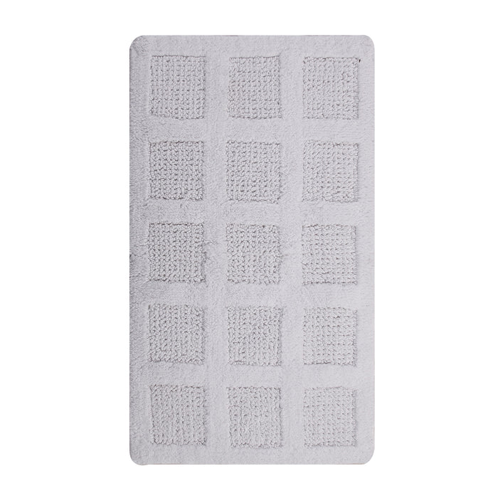 Square Honeycomb 100% Cotton Reversible Bath Rug White by Knightsbridge