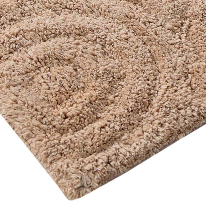 Knightsbridge Beautiful Circle Design Premium Quality Year Round Cotton With Non-Skid Back Bath Rug Natural