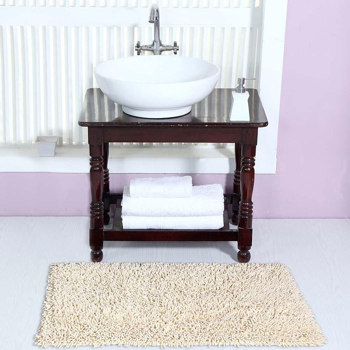 Knightsbridge Chenille Shaggy 220 GSF Non Skid Back Bath Rug 20 x 30 - Ivory