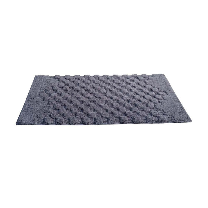 Knightsbridge Luxurious Block Pattern High Quality Year Round Cotton With Non-Skid Back Bath Rug Silver