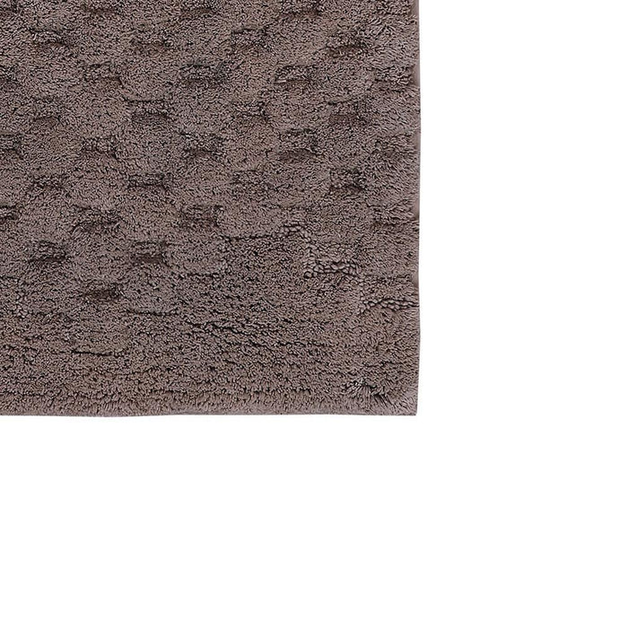 Knightsbridge Luxurious Block Pattern High Quality Year Round Cotton With Non-Skid Back Bath Rug Stone
