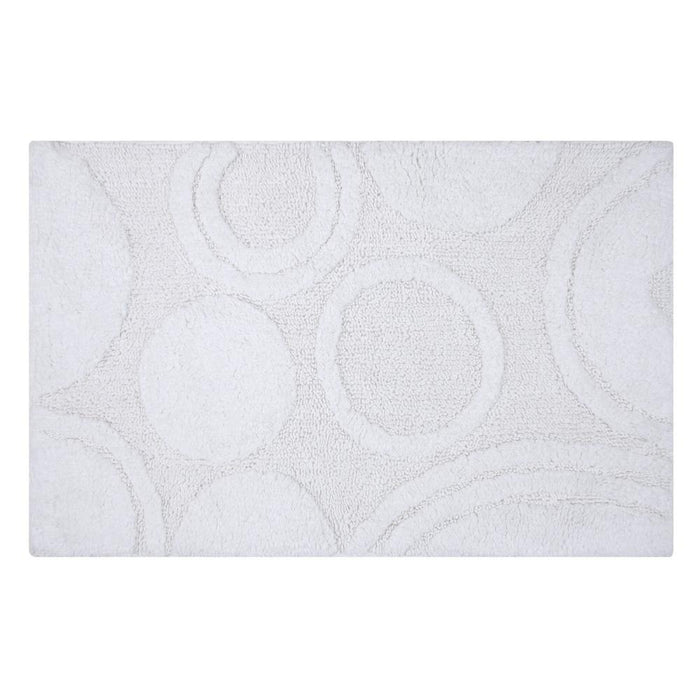 Knightsbridge Orbit Bath Rug Cotton Non Skid Back - White
