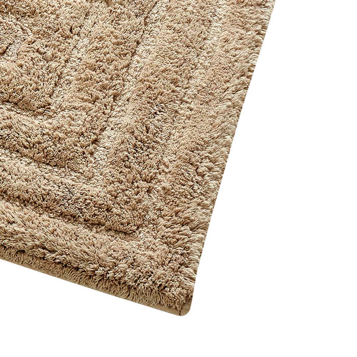 Knightsbridge Stylish And Comfortable All Season Traditional Racetrack Design Cotton Bath Rug Natural