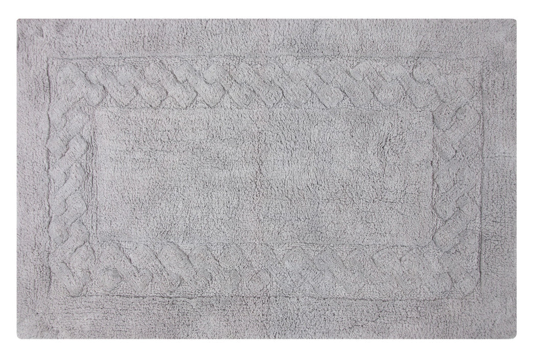 Knightsbridge Chain Bath Rug Cotton Non Skid Back - Silver