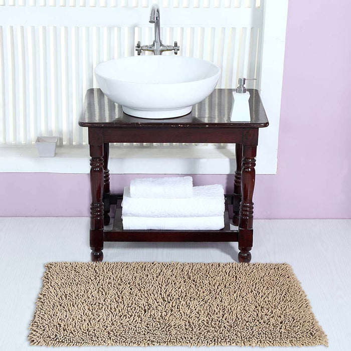 Knightsbridge Chenille Shaggy 220 GSF Non Skid Back Bath Rug 21 x 34