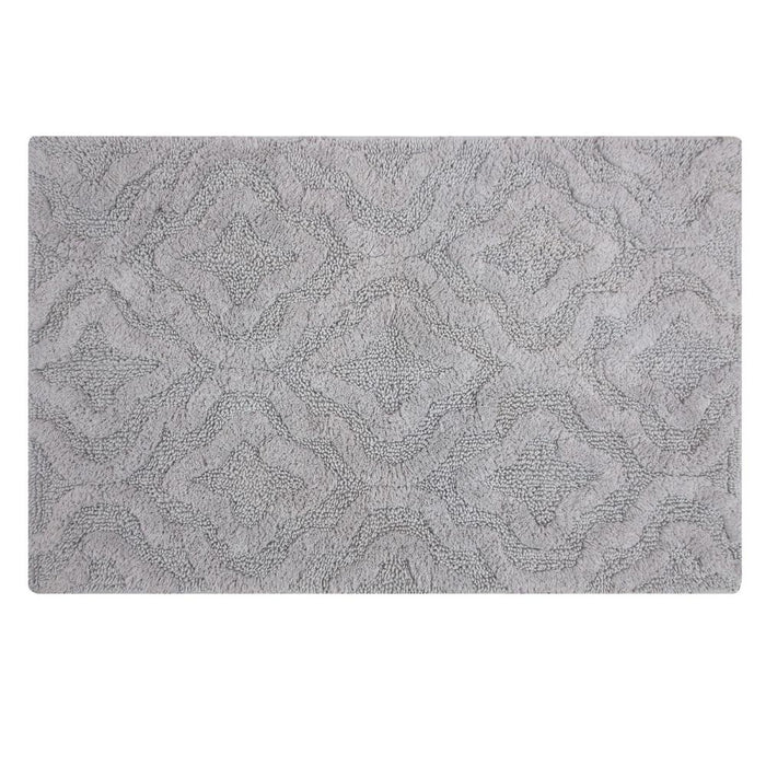 Knightsbridge Link Bath Rug Cotton Non Skid Back - Silver
