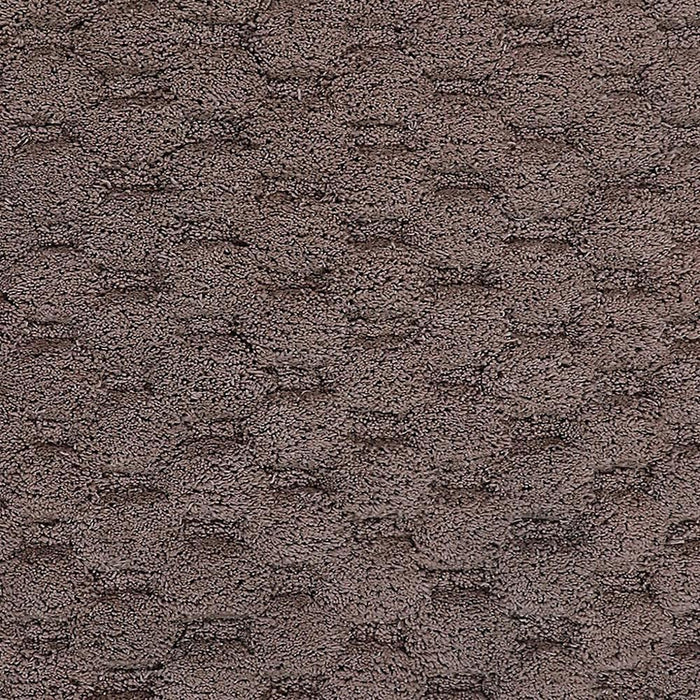 Knightsbridge Luxurious Block Pattern High Quality Year Round Cotton With Non-Skid Back Bath Rug Stone