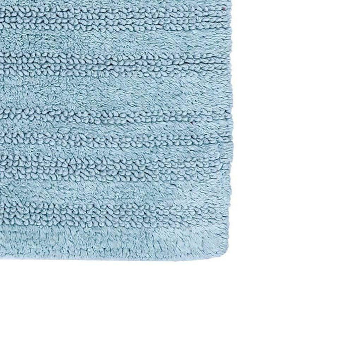 Knightsbridge Luscious Textured Striped All Season Soft Plush Cotton Reversible & Soft Bath Rug Light Blue