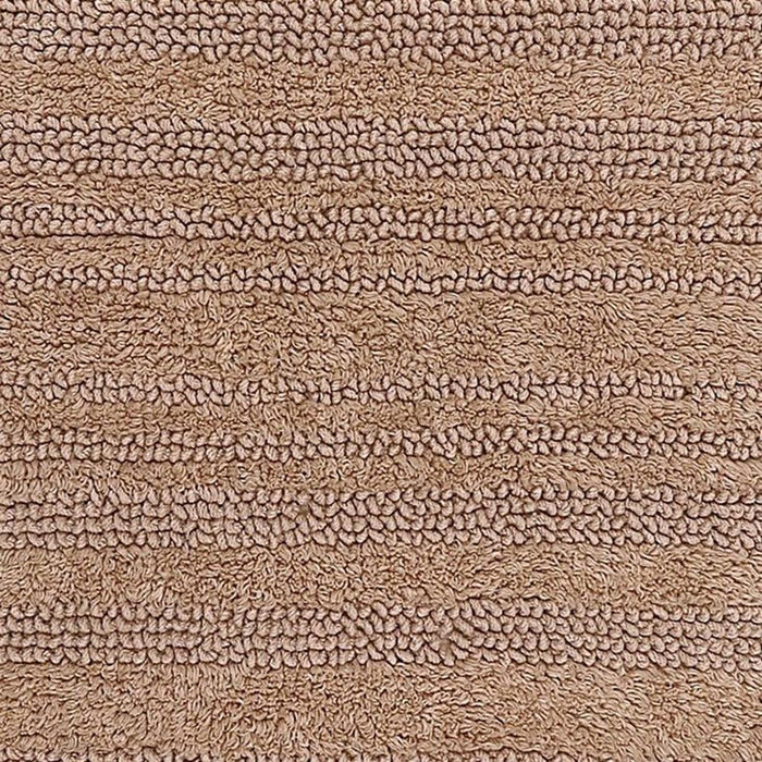 Knightsbridge Luscious Textured Striped All Season Soft Plush Cotton Reversible & Soft Bath Rug Natural