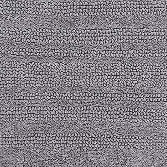 Knightsbridge Luscious Textured Striped All Season Soft Plush Cotton Reversible & Soft Bath Rug Silver