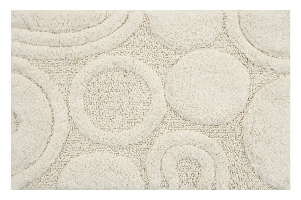 Knightsbridge Orbit Bath Rug Cotton Non Skid Back - Ivory