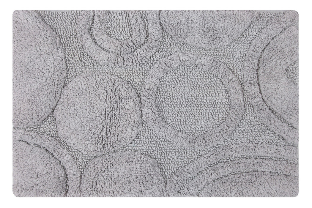 Knightsbridge Orbit Bath Rug Cotton Non Skid Back - Silver