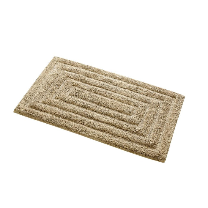 Knightsbridge Stylish And Comfortable All Season Traditional Racetrack Design Cotton Bath Rug Stone