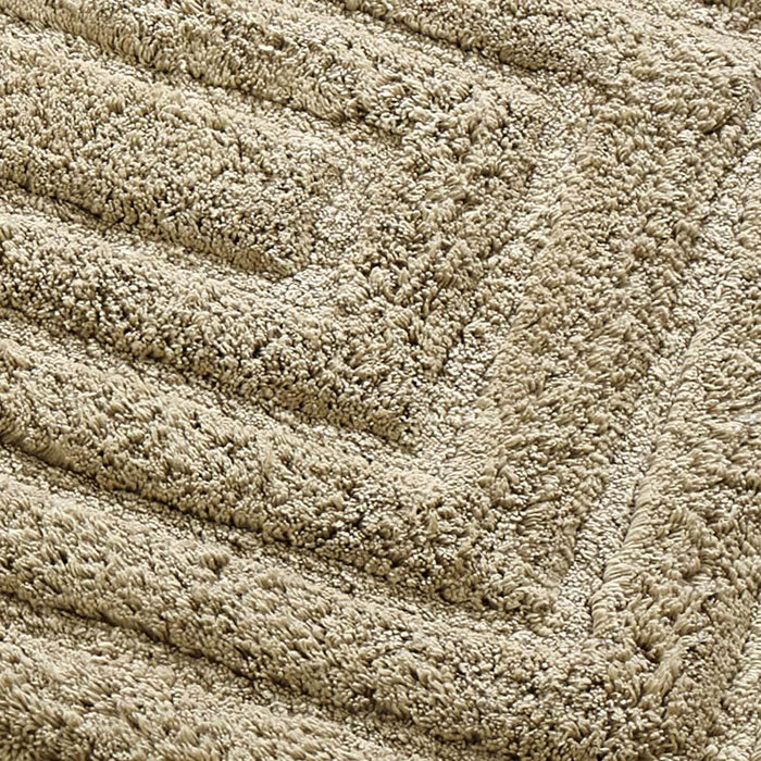 Knightsbridge Stylish And Comfortable All Season Traditional Racetrack Design Cotton Bath Rug Stone