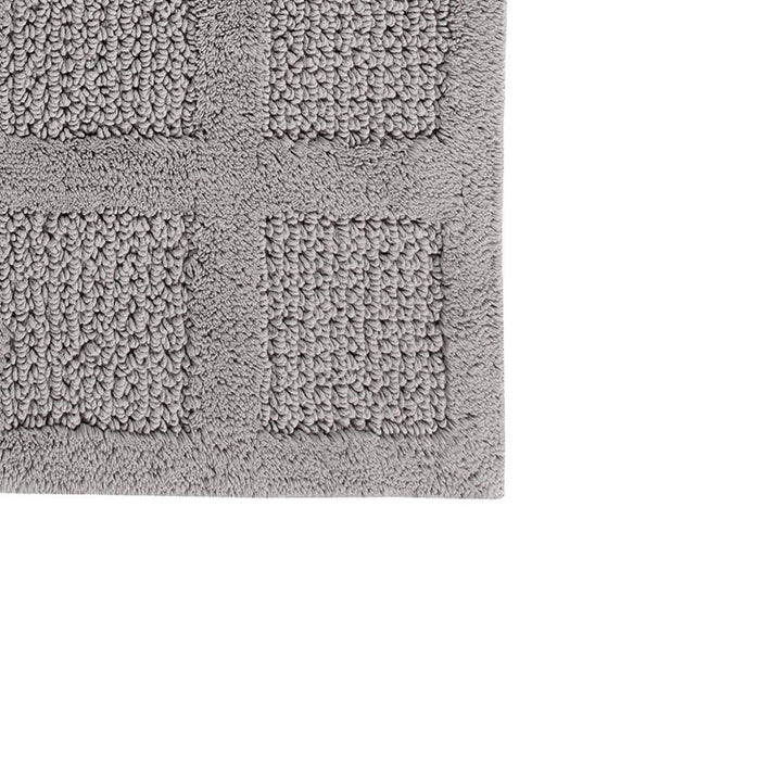 Square Honeycomb 100% Cotton Reversible Bath Rug Silver by Knightsbridge