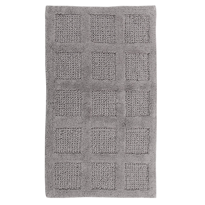 Square Honeycomb 100% Cotton Reversible Bath Rug Silver by Knightsbridge