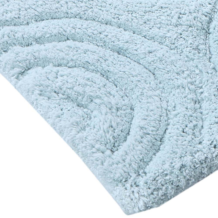 Knightsbridge Beautiful Circle Design Premium Quality Year Round Cotton With Non-Skid Back Bath Rug Light Blue