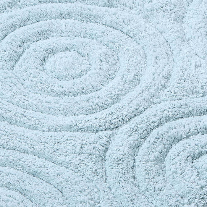 Knightsbridge Beautiful Circle Design Premium Quality Year Round Cotton With Non-Skid Back Bath Rug Light Blue