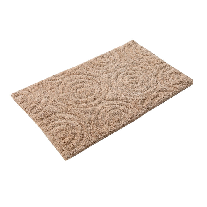 Knightsbridge Beautiful Circle Design Premium Quality Year Round Cotton With Non-Skid Back Bath Rug Natural