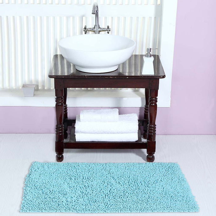 Knightsbridge Chenille Shaggy 220 GSF Non Skid Back Bath Rug 24 x 40 - Aqua