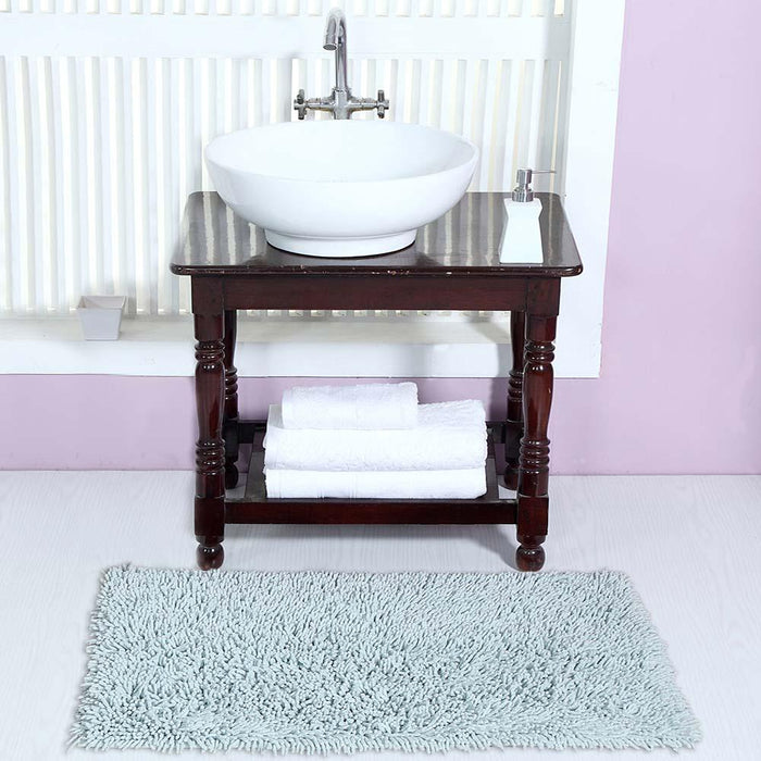 Knightsbridge Chenille Shaggy 220 GSF Non Skid Back Bath Rug 24 x 40 - Light Blue