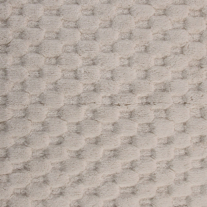 Knightsbridge Luxurious Block Pattern High Quality Year Round Cotton With Non-Skid Back Bath Rug Ivory