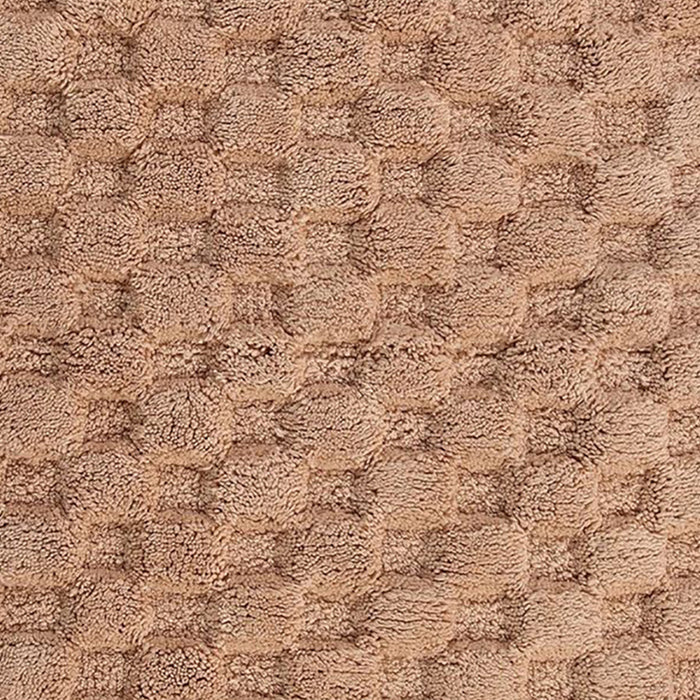 Knightsbridge Luxurious Block Pattern High Quality Year Round Cotton With Non-Skid Back Bath Rug Natural