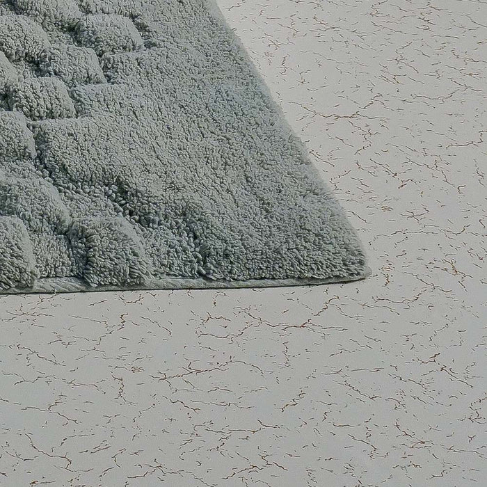 Knightsbridge Luxurious Block Pattern High Quality Year Round Cotton With Non-Skid Back Bath Rug Sage