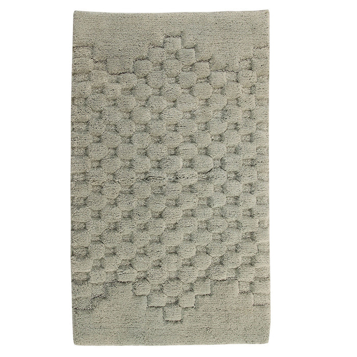 Knightsbridge Luxurious Block Pattern High Quality Year Round Cotton With Non-Skid Back Bath Rug Sage