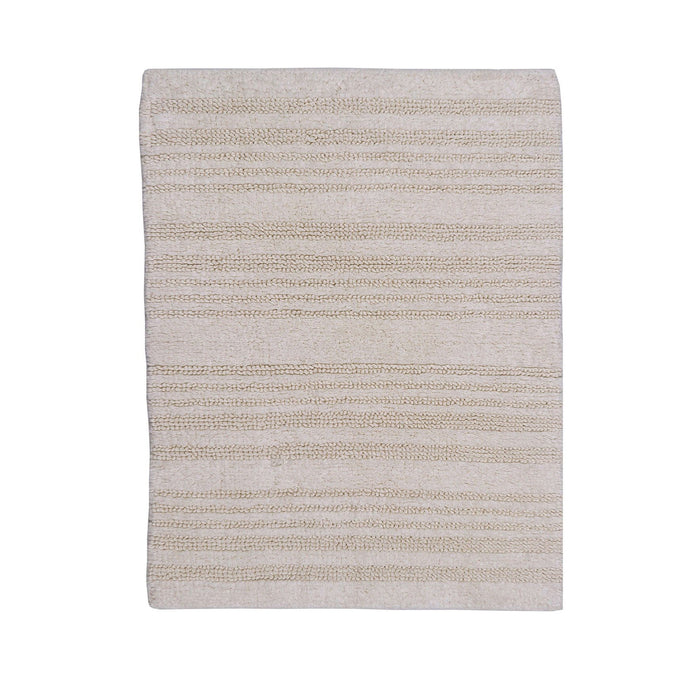 Knightsbridge Luscious Textured Striped All Season Soft Plush Cotton Reversible & Soft Bath Rug Ivory