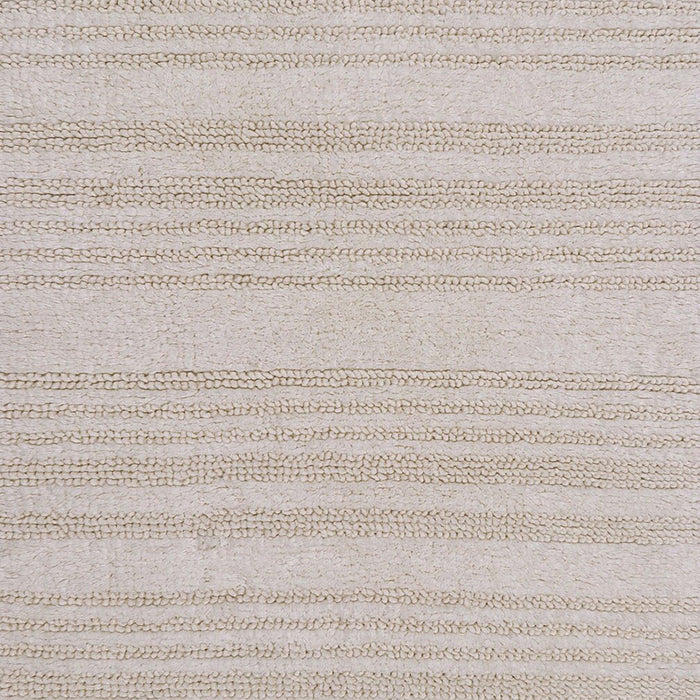 Knightsbridge Luscious Textured Striped All Season Soft Plush Cotton Reversible & Soft Bath Rug Ivory