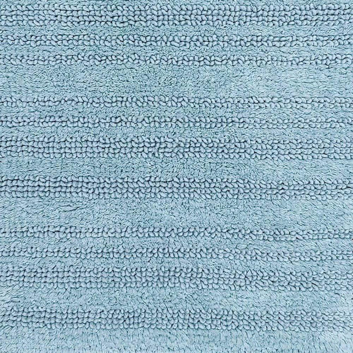Knightsbridge Luscious Textured Striped All Season Soft Plush Cotton Reversible & Soft Bath Rug Light Blue