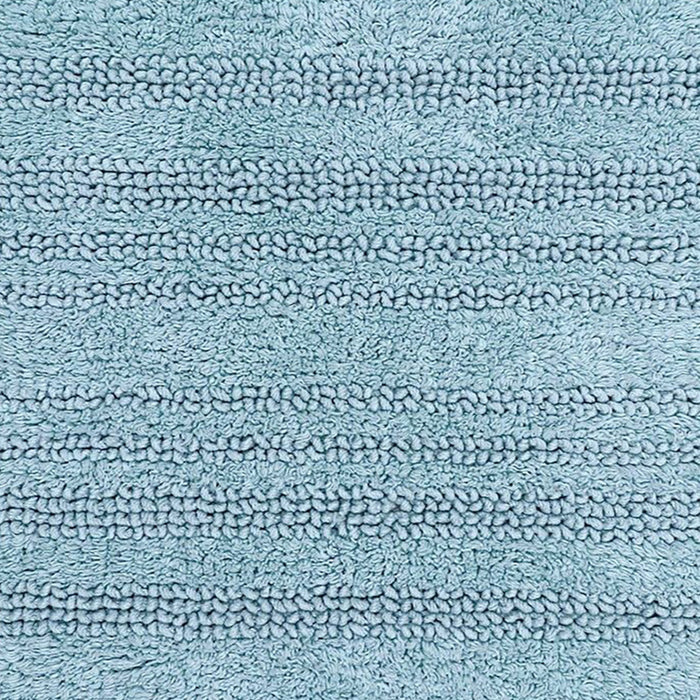 Knightsbridge Luscious Textured Striped All Season Soft Plush Cotton Reversible & Soft Bath Rug Light Blue