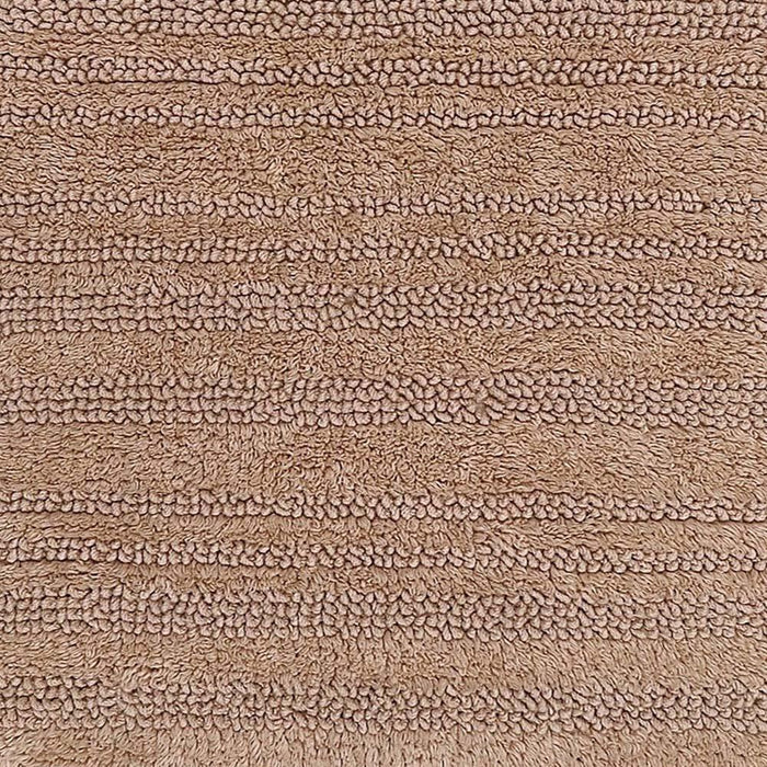 Knightsbridge Luscious Textured Striped All Season Soft Plush Cotton Reversible & Soft Bath Rug Natural