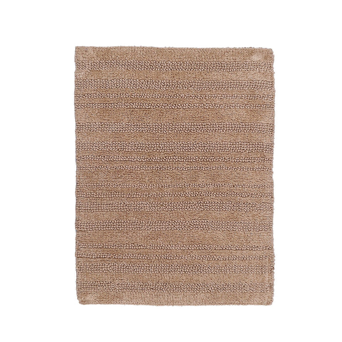 Knightsbridge Luscious Textured Striped All Season Soft Plush Cotton Reversible & Soft Bath Rug Natural