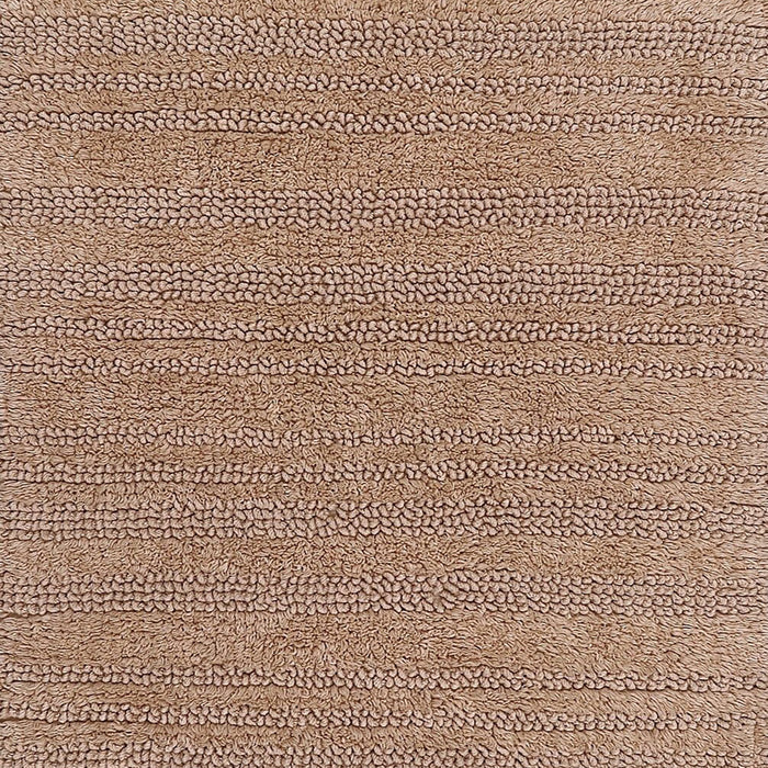 Knightsbridge Luscious Textured Striped All Season Soft Plush Cotton Reversible & Soft Bath Rug Natural