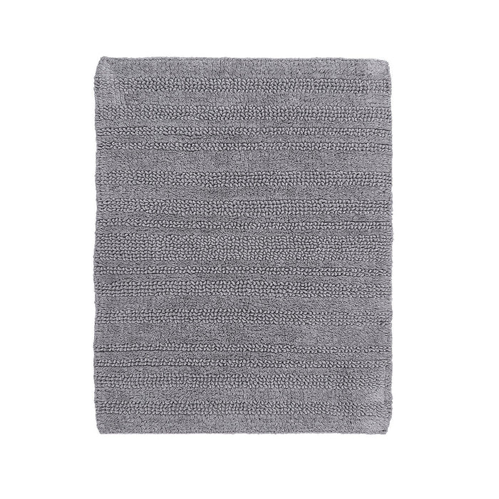 Knightsbridge Luscious Textured Striped All Season Soft Plush Cotton Reversible & Soft Bath Rug Silver