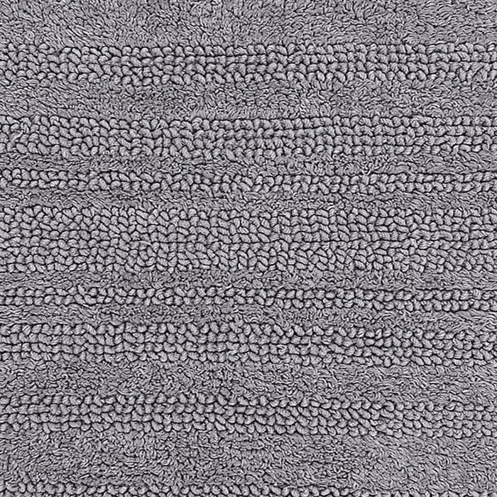 Knightsbridge Luscious Textured Striped All Season Soft Plush Cotton Reversible & Soft Bath Rug Silver