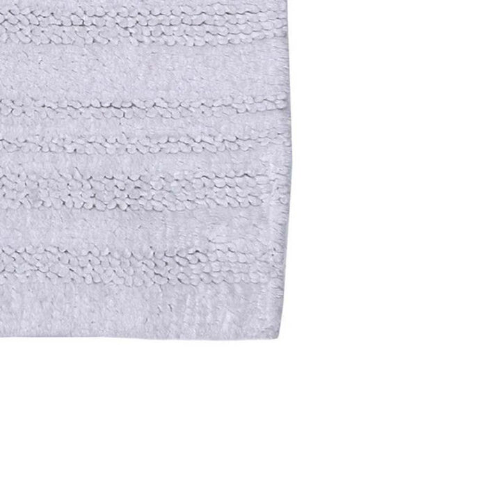 Knightsbridge Luscious Textured Striped All Season Soft Plush Cotton Reversible & Soft Bath Rug White