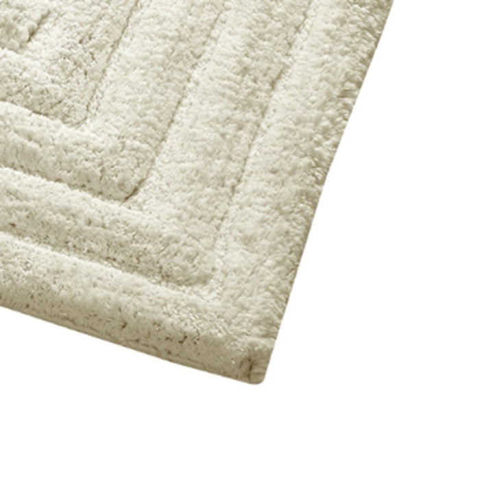 Knightsbridge Stylish And Comfortable All Season Traditional Racetrack Design Cotton Bath Rug Ivory