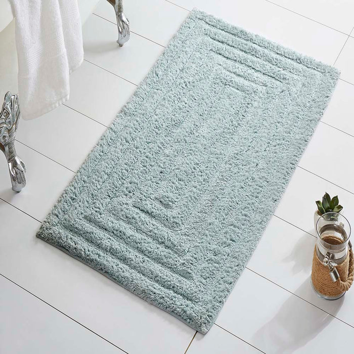 Knightsbridge Stylish And Comfortable All Season Traditional Racetrack Design Cotton Bath Rug Light Blue