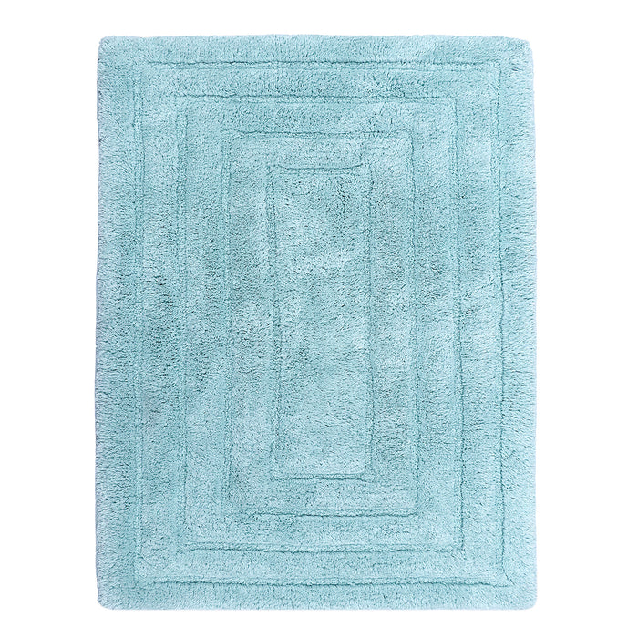 Knightsbridge Stylish And Comfortable All Season Traditional Racetrack Design Cotton Bath Rug Light Blue