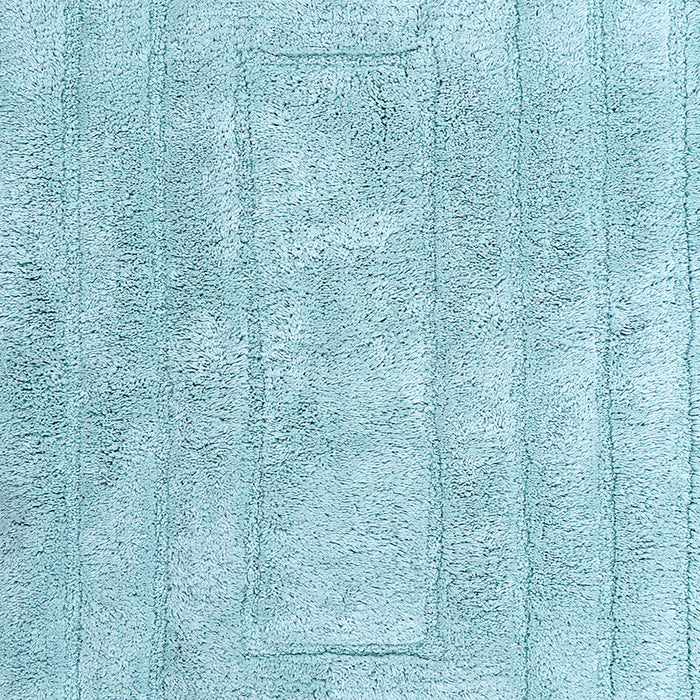 Knightsbridge Stylish And Comfortable All Season Traditional Racetrack Design Cotton Bath Rug Light Blue