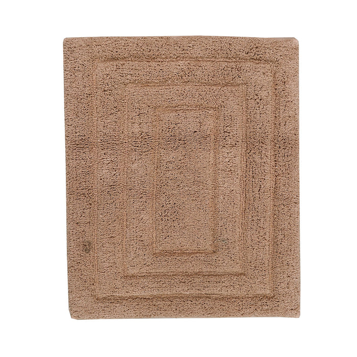 Knightsbridge Stylish And Comfortable All Season Traditional Racetrack Design Cotton Bath Rug Natural