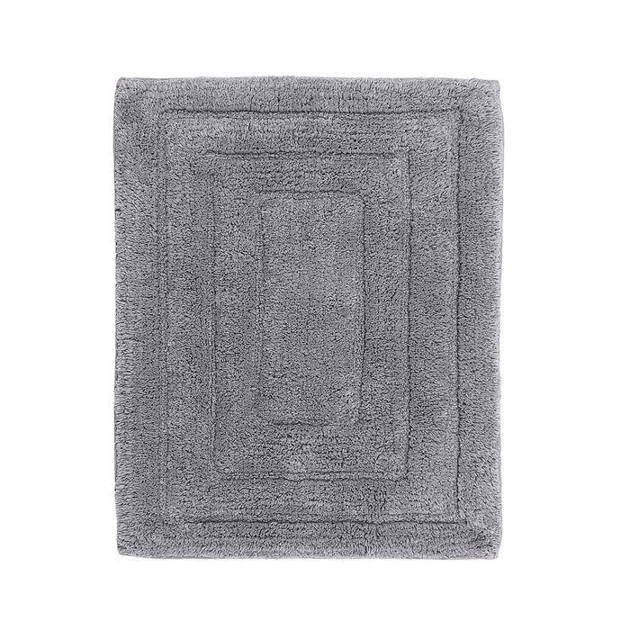 Knightsbridge Stylish And Comfortable All Season Traditional Racetrack Design Cotton Bath Rug Silver