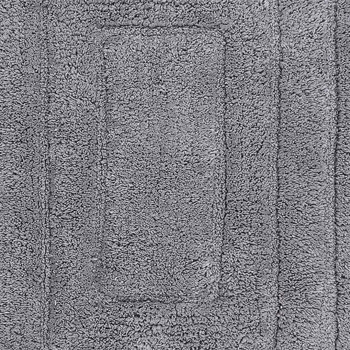 Knightsbridge Stylish And Comfortable All Season Traditional Racetrack Design Cotton Bath Rug Silver