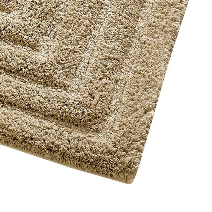 Knightsbridge Stylish And Comfortable All Season Traditional Racetrack Design Cotton Bath Rug Stone