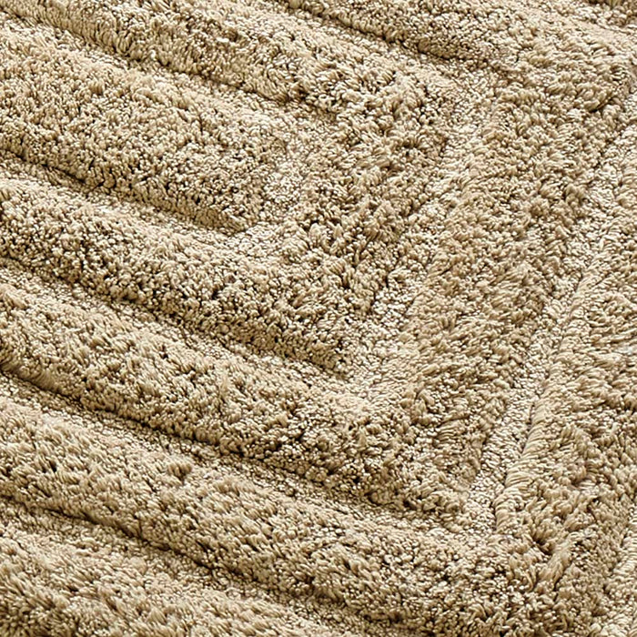 Knightsbridge Stylish And Comfortable All Season Traditional Racetrack Design Cotton Bath Rug Stone
