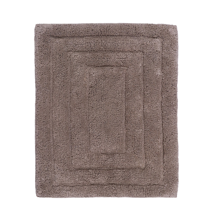 Knightsbridge Stylish And Comfortable All Season Traditional Racetrack Design Cotton Bath Rug Stone