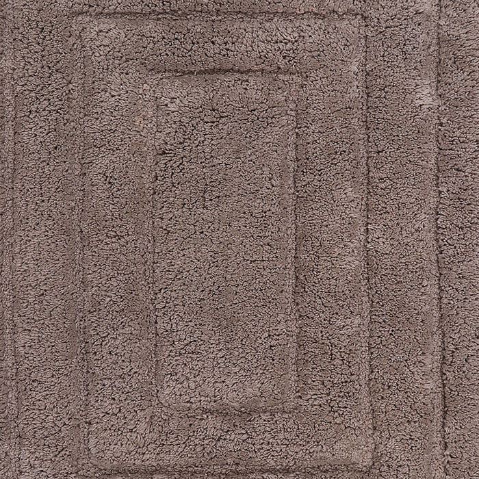 Knightsbridge Stylish And Comfortable All Season Traditional Racetrack Design Cotton Bath Rug Stone